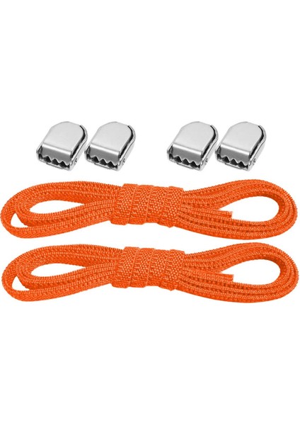 Akıllı Kilitli Ayarlanabilir 1 Çift Turuncu Neon 6 mm Lastik Pratik Bağcık