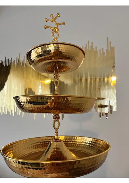 3 Katlı Metal Gold Kurabiyelik
