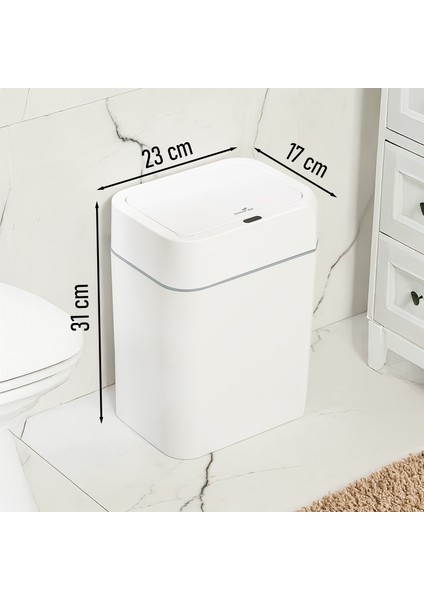 4147 Hareket Sensörlü Sessiz Kapatma Çöp Kutusu Banyo Mutfak Pilli Çöp Kovası Kapaklı Banyo Çöp Kovası 12 Litre