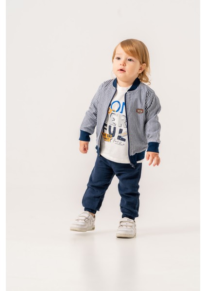 Erkek Bebek Çizgili Üçlü Spor Takım modelleri