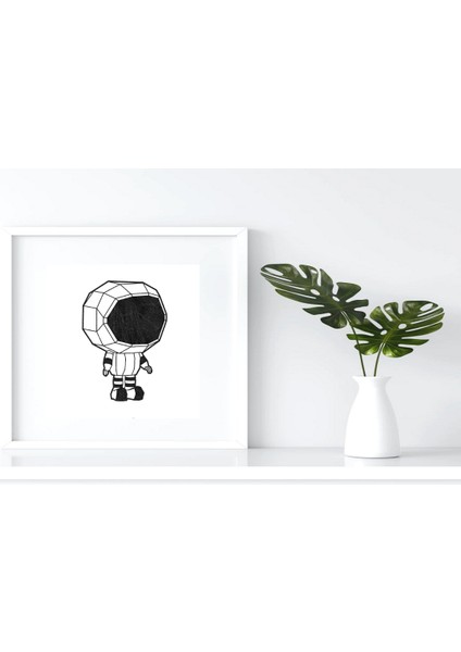 Origami Astronot Dekoratif Tablo - 3D Figürlü Minimalist Dekorasyon