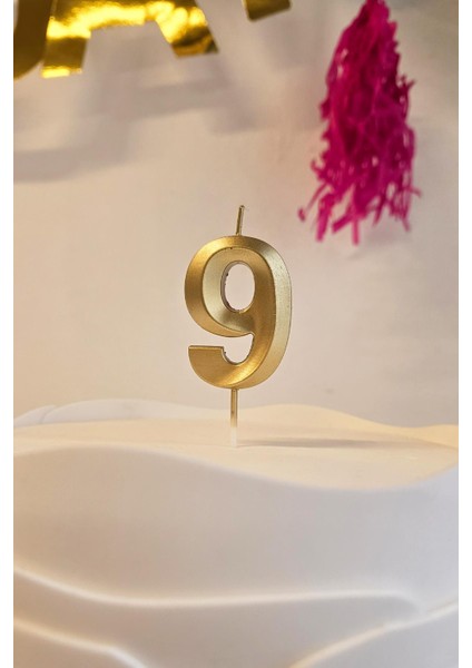 9 Yaş Gold Mum Rakam Pasta Mumu Yaş Mum Gold Renk