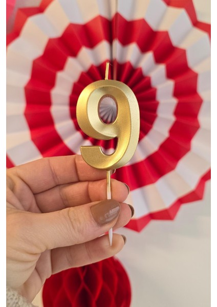 9 Yaş Gold Mum Rakam Pasta Mumu Yaş Mum Gold Renk