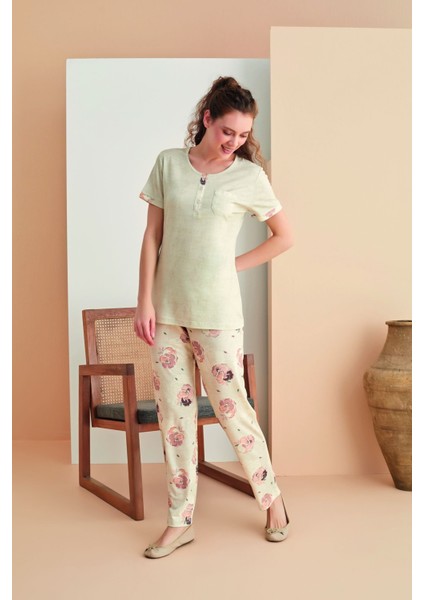 3013 Kadın Pijama Takım -Griml - -- S