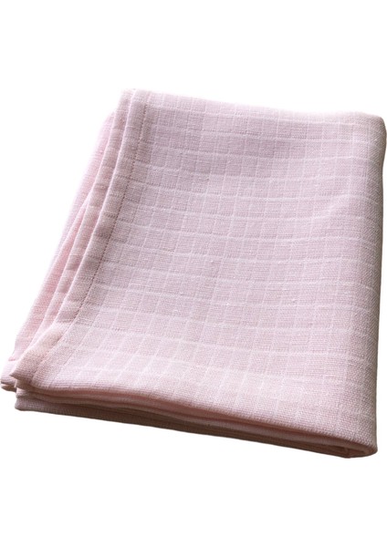 Bebek 85X75 Pembe Müslin Örtü, 1 Diş Kaşıyıcı,1 Önlük,2 Mendil,5 Li TAKIM,%100 Pamuk
