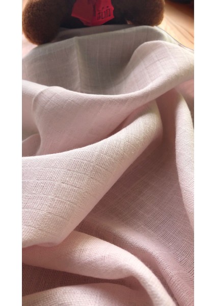 Bebek 85X75 Pembe Müslin Örtü, 1 Diş Kaşıyıcı,1 Önlük,2 Mendil,5 Li TAKIM,%100 Pamuk