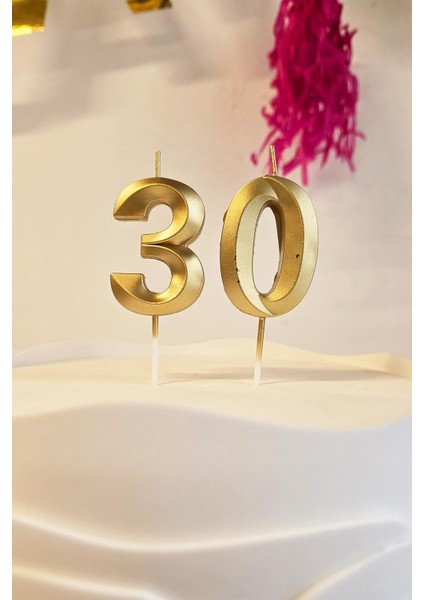30 Yaş Gold Mum Rakam Pasta Mumu Yaş Mum Gold Renk