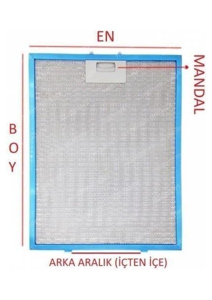 273X320 mm (27.3X32 Cm) Arka Tırnak Arası 45 mm (4.5 Cm) Aspiratör Davlumbaz Metal Yağ Filtresi, Arçelik Uyumlu P23 Yl & Beko Uyumlu Adt 61630 Bı fiyatları