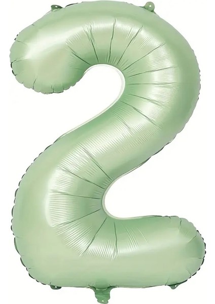 Soft Yeşil Retro 2 Rakam Folyo Balon 100 cm