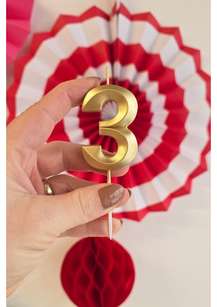 3 Yaş Gold Mum Rakam Pasta Mumu Yaş Mum Gold Renk