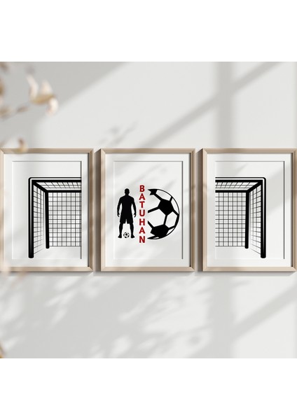 Futbol Kalesi Erkek Bebek ve Çocuk Odası 3'lü Tablo Isim Seti