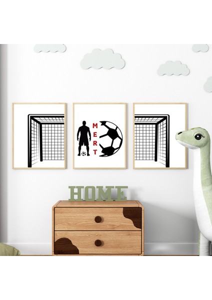 Futbol Kalesi Erkek Bebek ve Çocuk Odası 3'lü Tablo Isim Seti