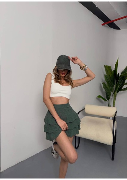 ✨yeni Sezon & New Season ✨ Ağaç Kabuğu Kumaş Fırfırlı Etek / Fırfırlı Etek