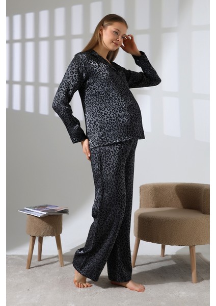 Likapashop Viskon Uzun Kollu Hamile Pijama Takımı