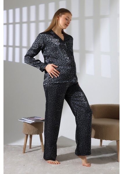 Likapashop Viskon Uzun Kollu Hamile Pijama Takımı