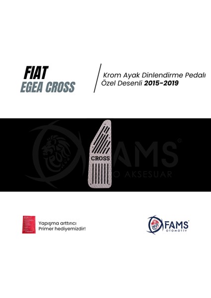 Fiat Egea Cross 2015-2019 Özel Desenli Krom Ayak Dinlendirme Pedalı Ayak Dayama Pedalı fiyatları