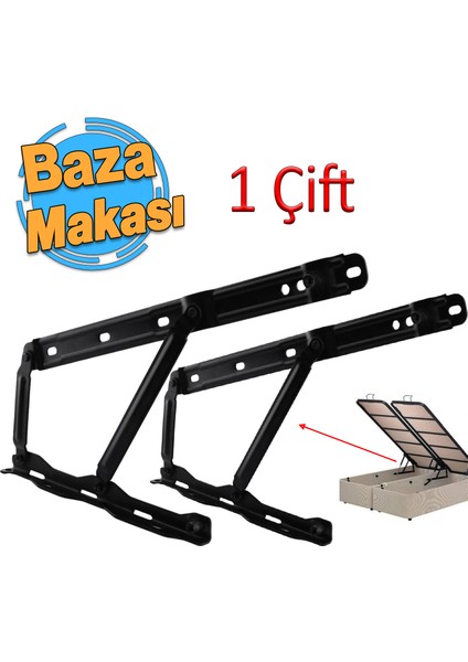 Baza Makası Mekanizması 40° Siyah Boyalı Standart Geniş Kollu 1 Çift Yatak Pistonu Sağ Sol Takım