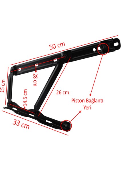 Baza Makası Mekanizması 40° Siyah Boyalı Standart Geniş Kollu 1 Çift Yatak Pistonu Sağ Sol Takım fiyatları