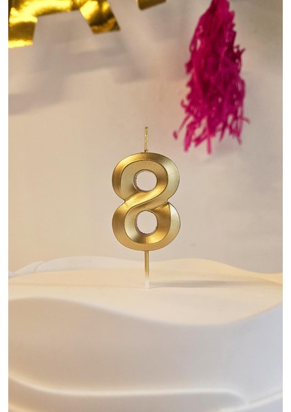 8 Yaş Gold Mum Rakam Pasta Mumu Yaş Mum Gold Renk