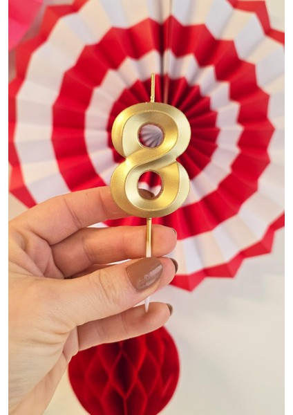 8 Yaş Gold Mum Rakam Pasta Mumu Yaş Mum Gold Renk