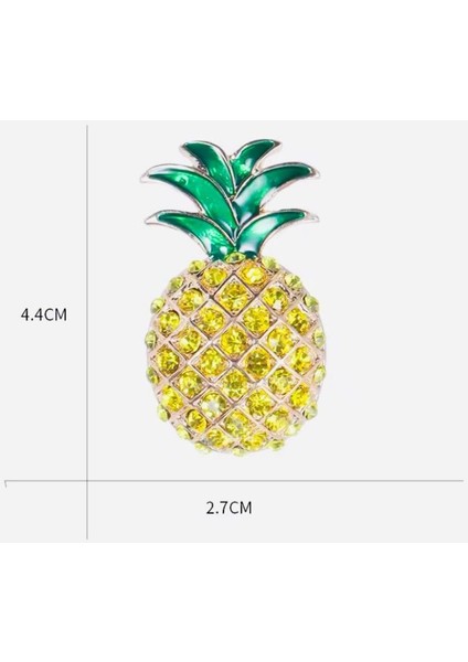 Zirkon Taşlı Altın Renk Yeşil Renk Mineli Tasarım Ananas Broş modelleri