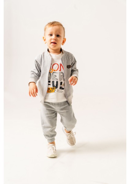 Erkek Bebek Çizgili Üçlü Spor Takım