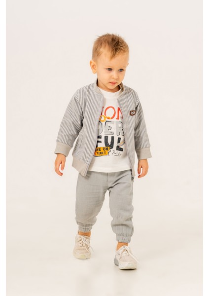 Erkek Bebek Çizgili Üçlü Spor Takım modelleri