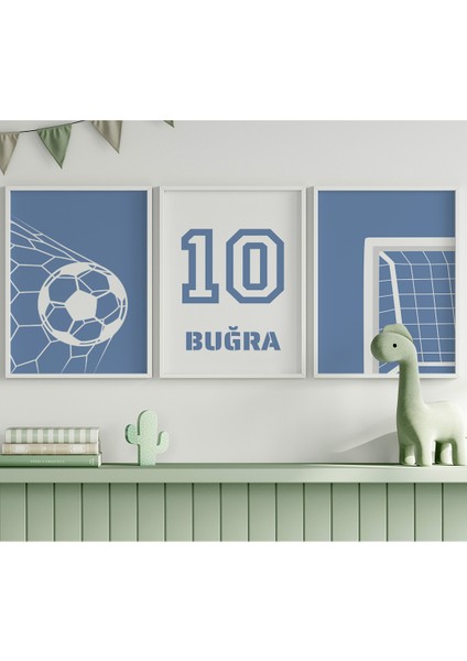 Futbolsever Renkli Erkek Bebek ve Çocuk Odası 3'lü Tablo Isim Seti, Çocuk Odası Tablosu