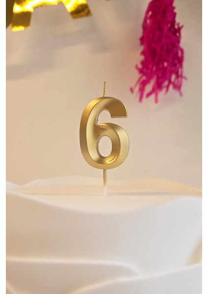 6 Yaş Gold Mum Rakam Pasta Mumu Yaş Mum Gold Renk