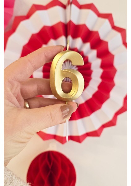 6 Yaş Gold Mum Rakam Pasta Mumu Yaş Mum Gold Renk