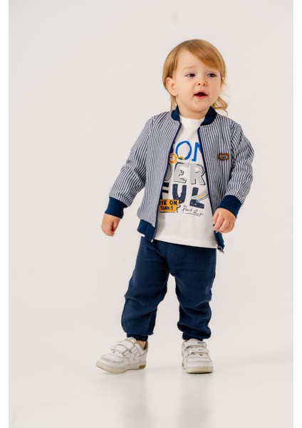 Erkek Bebek Çizgili Üçlü Spor Takım