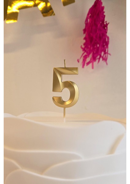 5 Yaş Gold Mum Rakam Pasta Mumu Yaş Mum Gold Renk