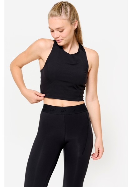 Domyos Kadın Crop Sporcu Atleti - Siyah