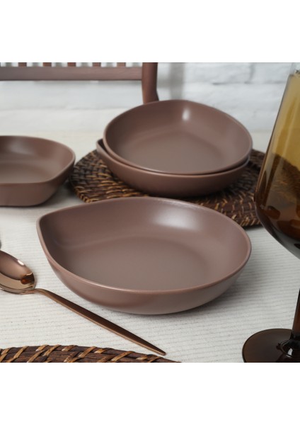 Mat Açık Taupe Serenity Yemek Tabağı 21 cm 6 Adet modelleri