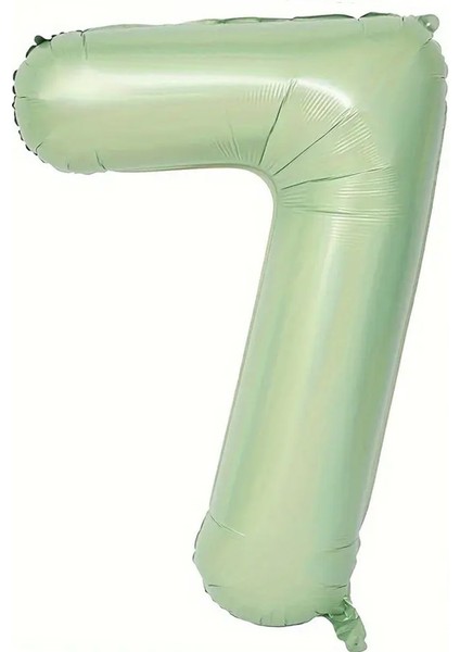 Soft Yeşil Retro 7 Rakam Folyo Balon 100 cm