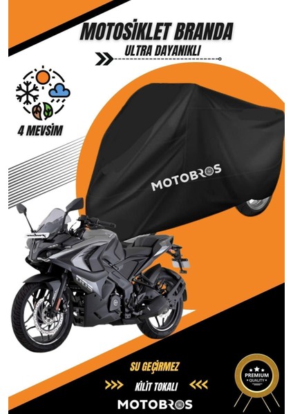 Motosiklet Branda Pulsar Rs 200 Siyah Su Geçirmez Dayanıklı (En Kalın) Kumaş Ömürlük Kullanım