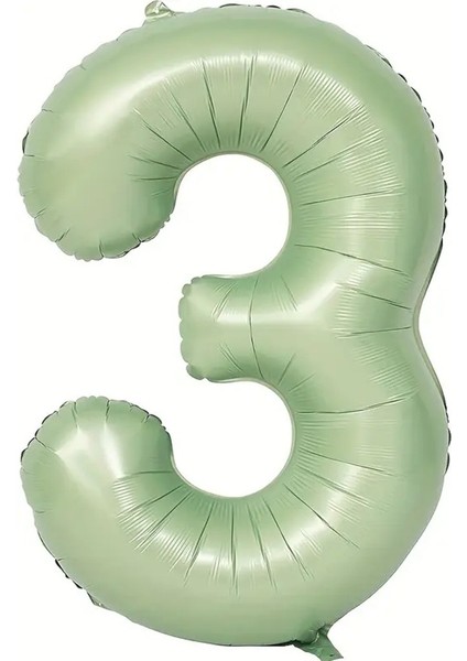 Soft Yeşil Retro 3 Rakam Folyo Balon 100 cm