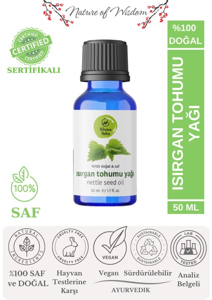 Isırgan Tohumu Yağı Saf ve Doğal Soğuk Sıkım 50 ml ( Cilt ve Saç Bakımı)