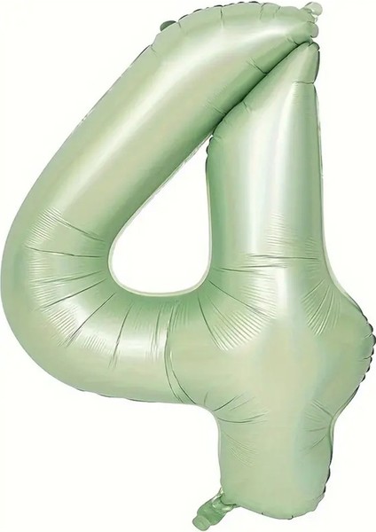 Soft Yeşil Retro 4 Rakam Folyo Balon 100 cm
