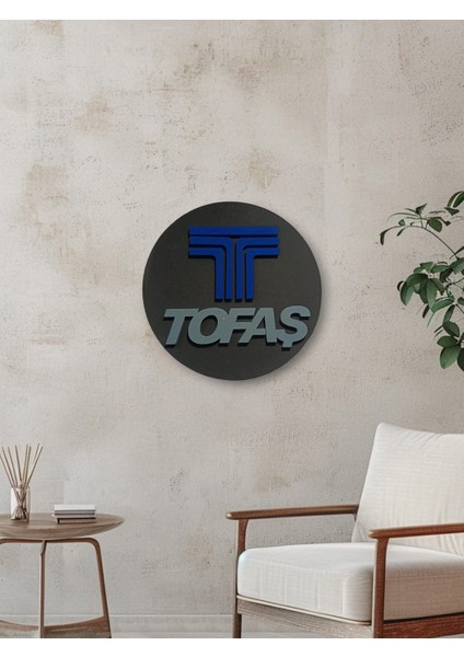 Tofaş Logo 50 x 50 cm Tofaş Araba Logosu | Tofaş Marka Logosu | 3D Tofaş Logo