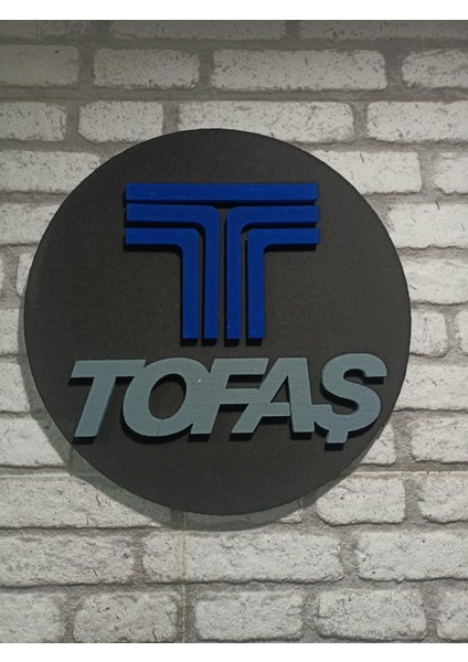 Tofaş Logo 50 x 50 cm Tofaş Araba Logosu | Tofaş Marka Logosu | 3D Tofaş Logo