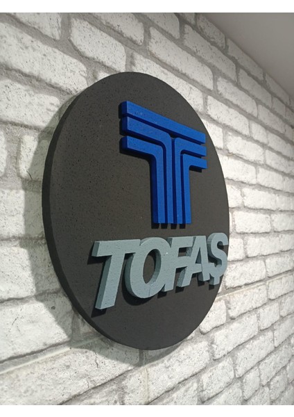 Tofaş Logo 50 x 50 cm Tofaş Araba Logosu | Tofaş Marka Logosu | 3D Tofaş Logo