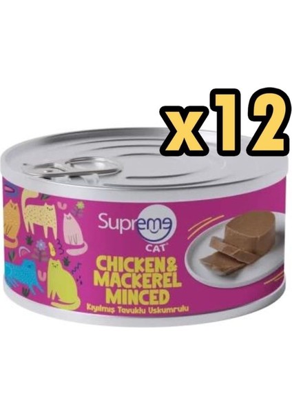 Cat Kıyılmış Tavuklu ve Uskumrulu Yaş Kedi Maması 85 gr x 12 Adet