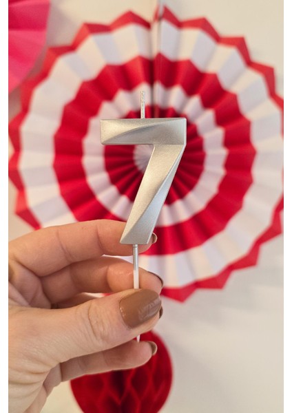7 Yaş Gümüş Mum Rakam Pasta Mumu Yaş Mum Gümüş Renk fiyatları