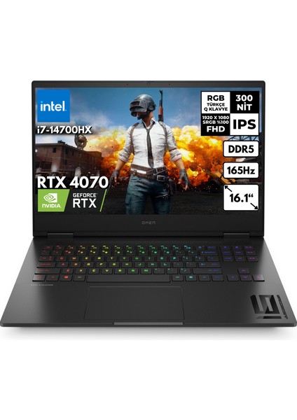 Omen 16-WF1020NT I7-14700HX 48-Gbddr5 512 GB SSD RTX4070 (8gb) 16.1" Fhd 165Hz Windows 10 Home 9J1Y9EAHMF100