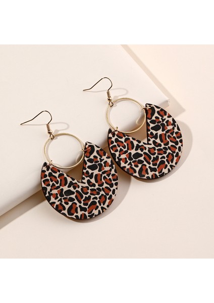 Kesik Çift Taraflı Leopar Desenli Pirinç Halka Küpe (Yurt Dışından) fiyatları