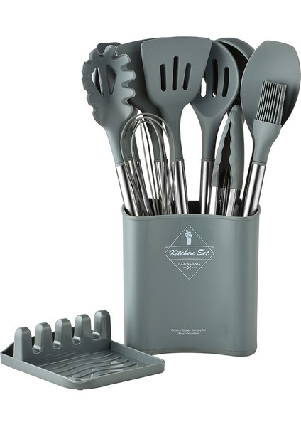 Paslanmaz Çelik Boru Sapı Silikon Mutfak Eşyası 13 Parçalı Set (Yurt Dışından)