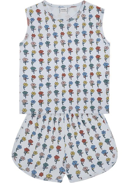 Grafik Çiçek Şortlu Pijama