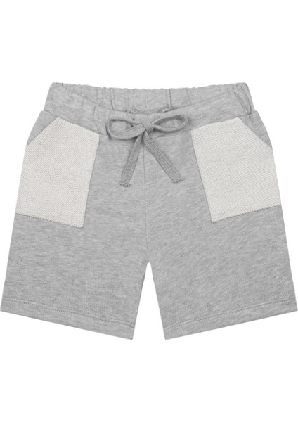 Gri Kontrast Detaylı Şort