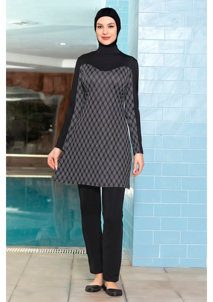 Likralı Tam Kapalı Tesettür Mayo 1272 Siyah